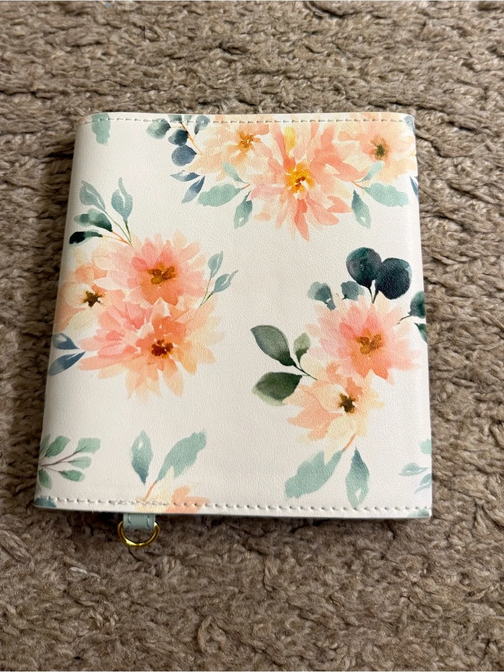 Simply Gilded White Peach Floral Scalloped Vegan Leather Mini Sticker Album